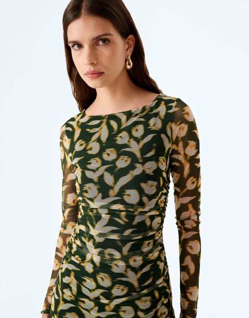 Omnes hollis green maxi occasion dress in blurred tulip floral, 7 of 7