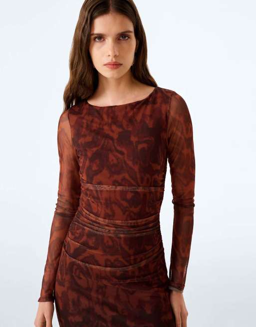Omnes hollis maxi dress brown in woodgrain print, 7 of 7