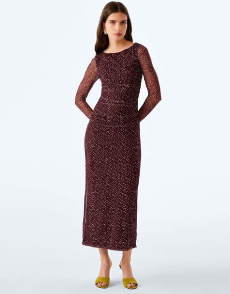 Omnes hollis polka dot maxi dress in brown - view 1