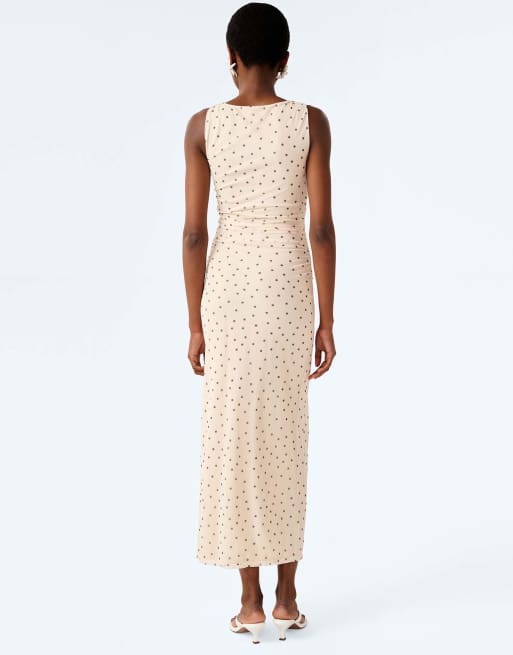Omnes hollis sleeveless maxi dress in cream polka dot, 2 of 4
