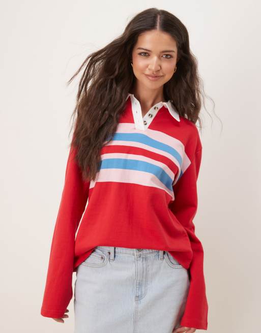 OMNES Hugo Cotton Rugby Shirt in red