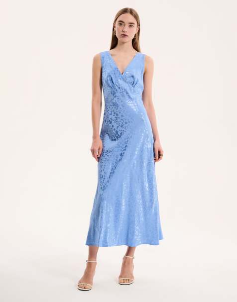 OMNES Iris all over print maxi dress in blue
