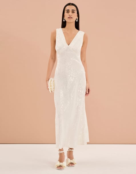 OMNES Iris all over print maxi dress in ivory