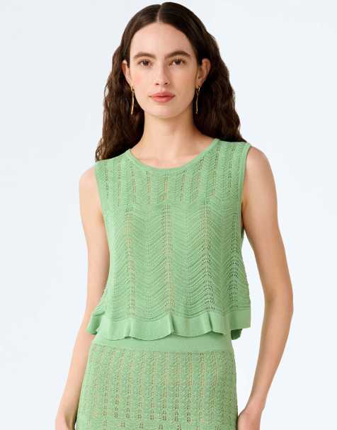 Omnes jayde crochet tank top in green - view 1