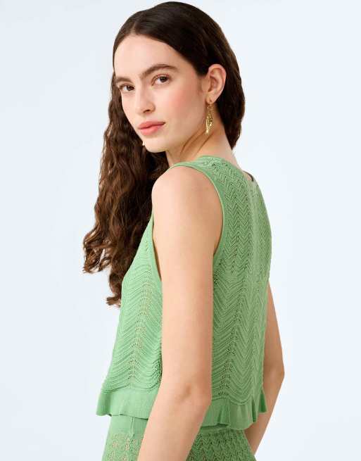 Omnes jayde crochet tank top in green, 2 of 6