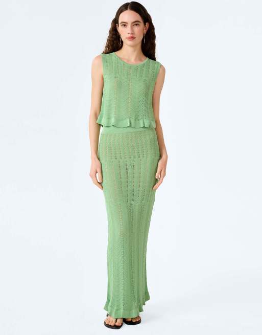 Omnes jayde crochet tank top in green, 3 of 6