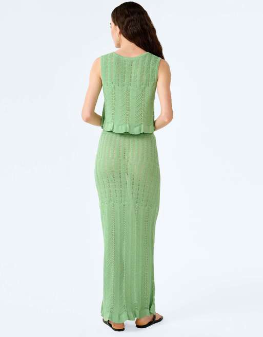 Omnes jayde crochet tank top in green, 4 of 6