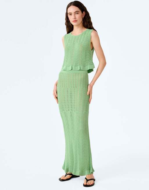Omnes jayde crochet tank top in green, 5 of 6
