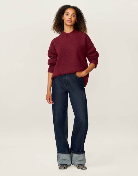 Omnes Jeans bernie cotton high-rise straight leg turn up jean in indigo blue denim in blue - view 1
