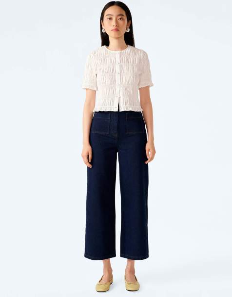 Omnes Jeans orielle high-rise, ankle grazing jeans with patch pockets in blue - view 1