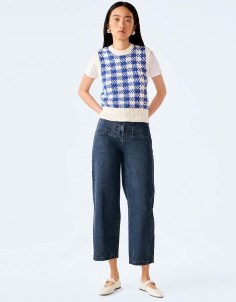 Omnes Jeans orielle high-rise, ankle grazing jeans with patch pockets in blue - view 1