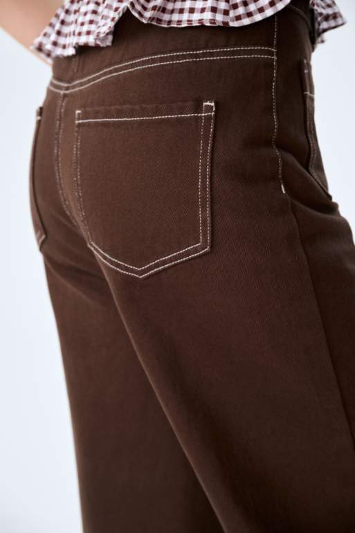 Omnes Jeans orielle high-rise jeans with patch pockets in chocolate brown , 2 of 2