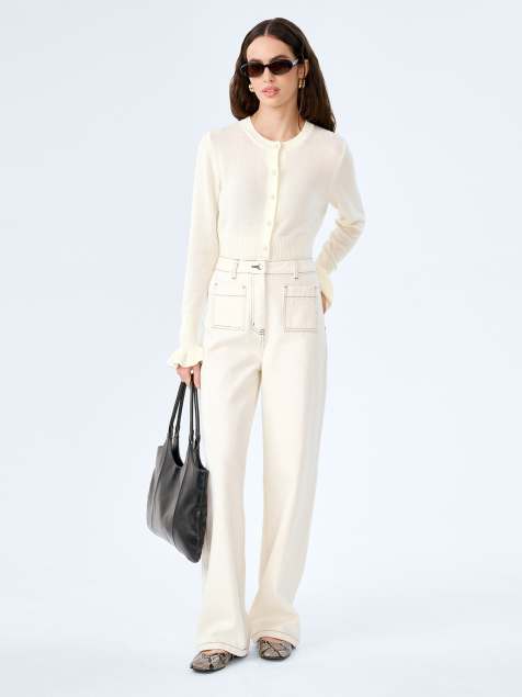 Omnes Jeans orielle high-rise jeans with patch pockets in cream - view 1