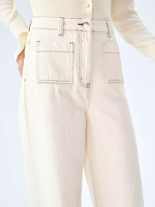 Omnes Jeans orielle high-rise jeans with patch pockets in cream, 2 of 5