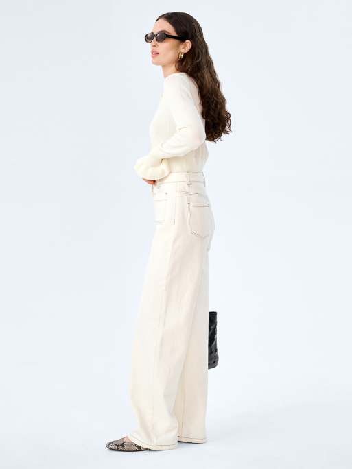 Omnes Jeans orielle high-rise jeans with patch pockets in cream, 3 of 5