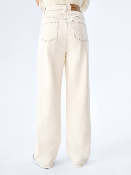 Omnes Jeans orielle high-rise jeans with patch pockets in cream, 5 of 5