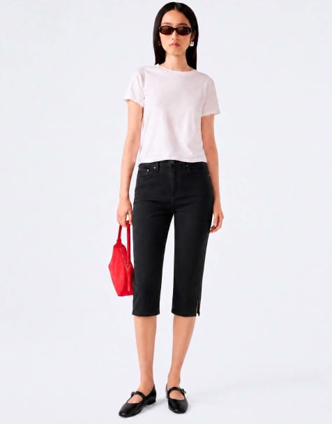 Omnes Jeans rhone cropped capri jeans in black in black - view 1