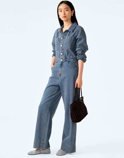 Omnes Jumpsuits diya light wash denim jumpsuit in cream, 4 of 7