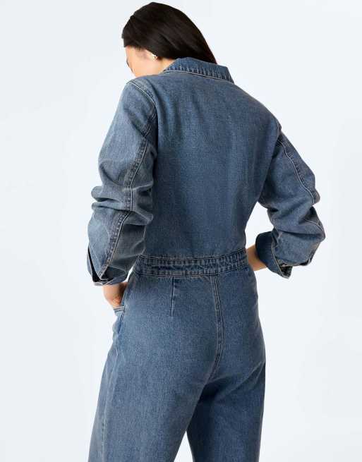 Omnes Jumpsuits diya light wash denim jumpsuit in cream, 6 of 7