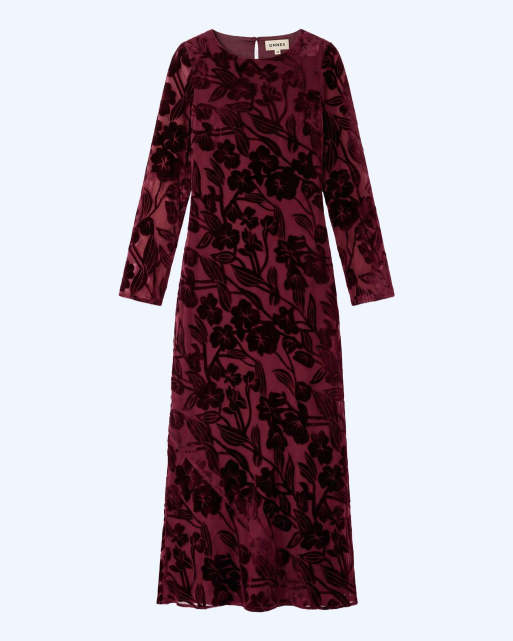 Omnes juniper dress in deep wine devore in deep wine, 5 of 5