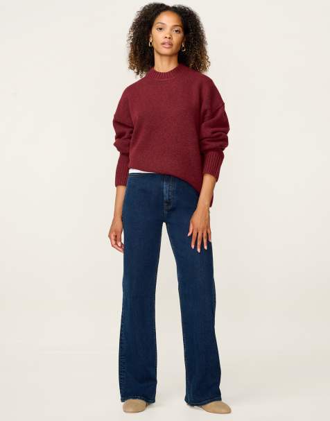 Omnes Knitwear clementine oversized slouchy crew neck jumper in red - view 1