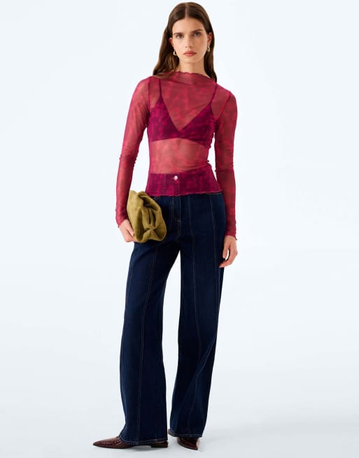 Omnes lorrie powermesh top in magenta moire, 5 of 6