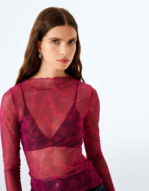 Omnes lorrie powermesh top in magenta moire, 6 of 6