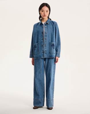 OMNES Magnus button placket jacket in blue - view 1