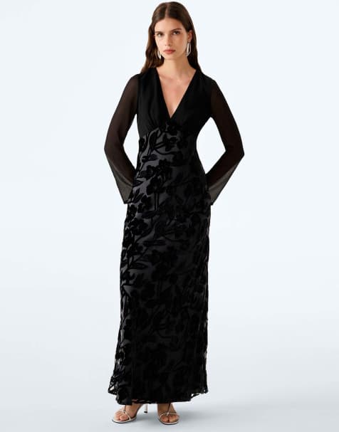 Omnes marj maxi dress in black devore floral - view 1