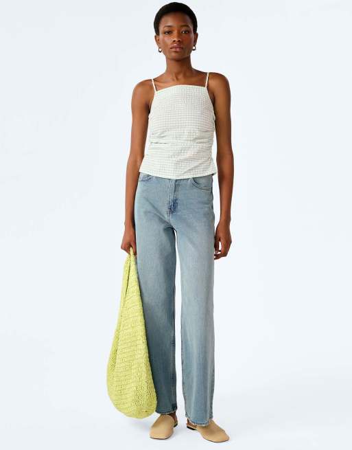 Omnes mars gingham top in mint and white in green, 2 of 4