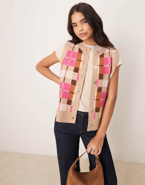 OMNES Matilda Checked Vest in Beige - view 1
