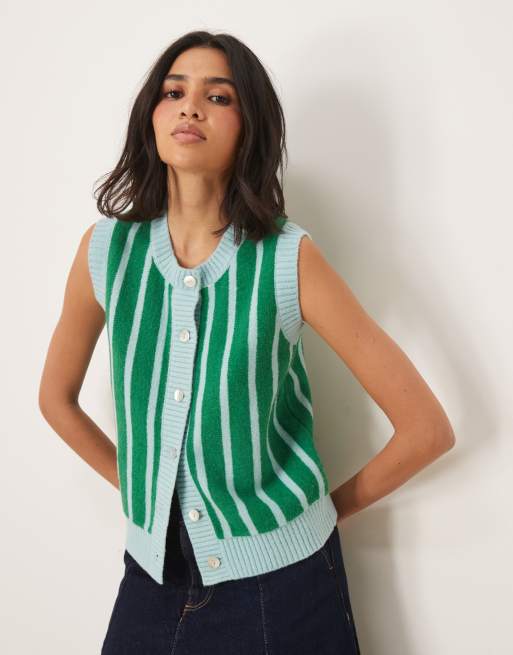 OMNES Matilda Stripe Vest in green