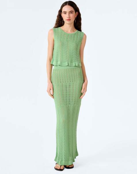Omnes montana crochet maxi skirt in green in green - view 1