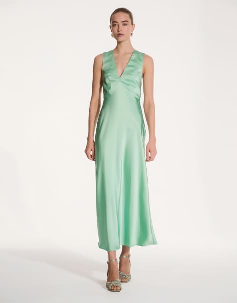 OMNES Nova Satin Bridesmaid Dress in green