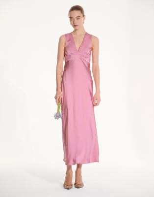 OMNES Nova Satin Bridesmaid Dress in pink