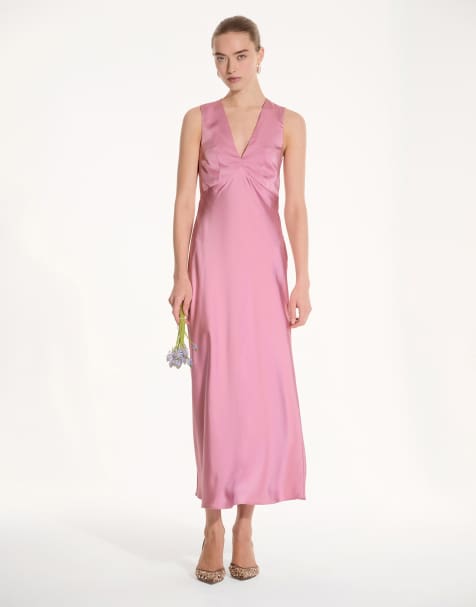 OMNES Nova Satin Bridesmaid Dress in pink
