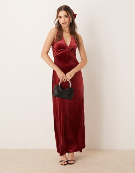 OMNES Nova Velvet Dress in Red - view 1