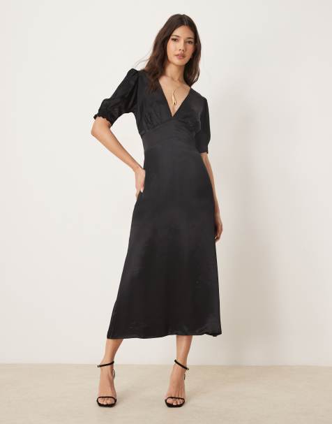OMNES Odette Satin Midi Dress in black - view 1