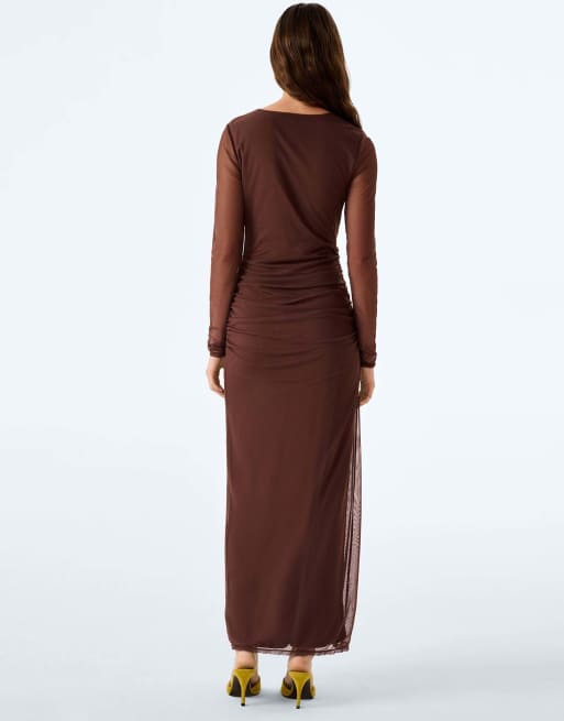 Omnes Omnes beale maxi dress in chocolate in chocolate, 2 of 6