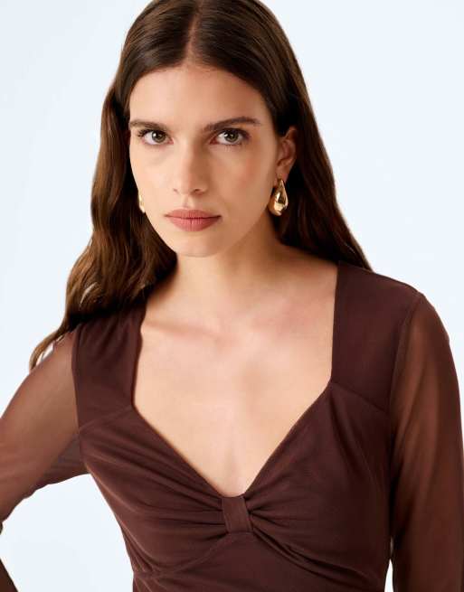Omnes Omnes beale maxi dress in chocolate in chocolate, 3 of 6