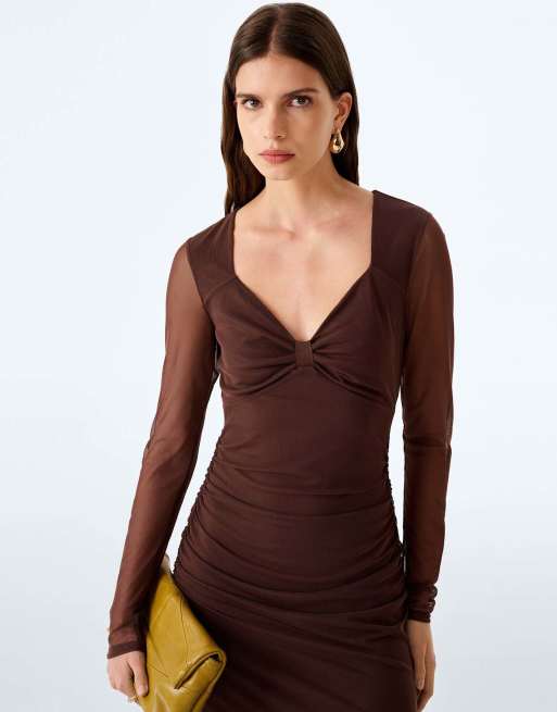Omnes Omnes beale maxi dress in chocolate in chocolate, 5 of 6