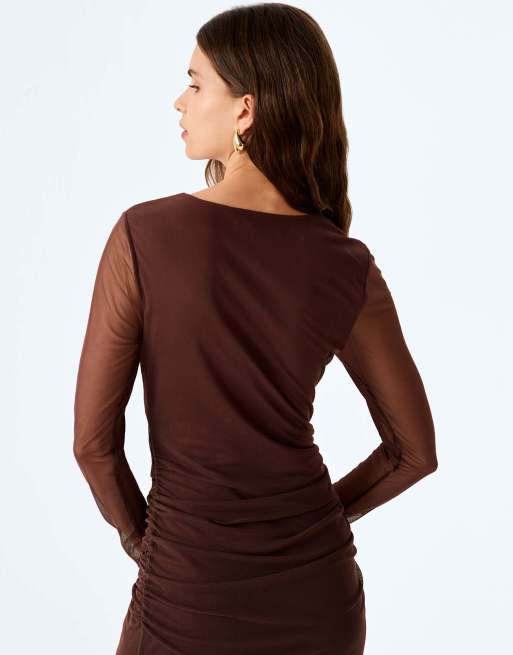 Omnes Omnes beale maxi dress in chocolate in chocolate, 6 of 6