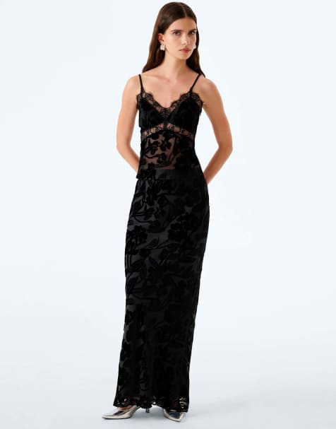 Omnes cierra skirt maxi floral viscose in black devore