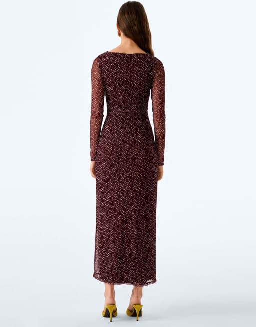 Omnes Omnes hollis polka dot maxi dress - brown in polka dot, 2 of 6