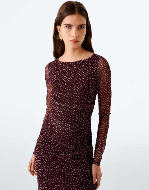 Omnes Omnes hollis polka dot maxi dress - brown in polka dot, 3 of 6