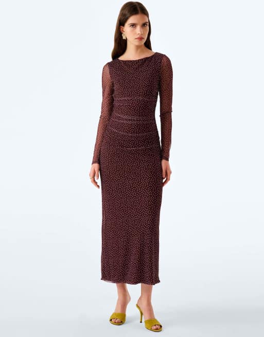 Omnes Omnes hollis polka dot maxi dress - brown in polka dot, 4 of 6