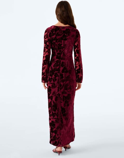Omnes Omnes juniper dress in deep wine devoré in deep wine devore floral, 2 of 4