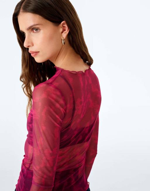 Omnes Omnes lorrie powermesh top - magenta moiré in magenta moire, 3 of 6