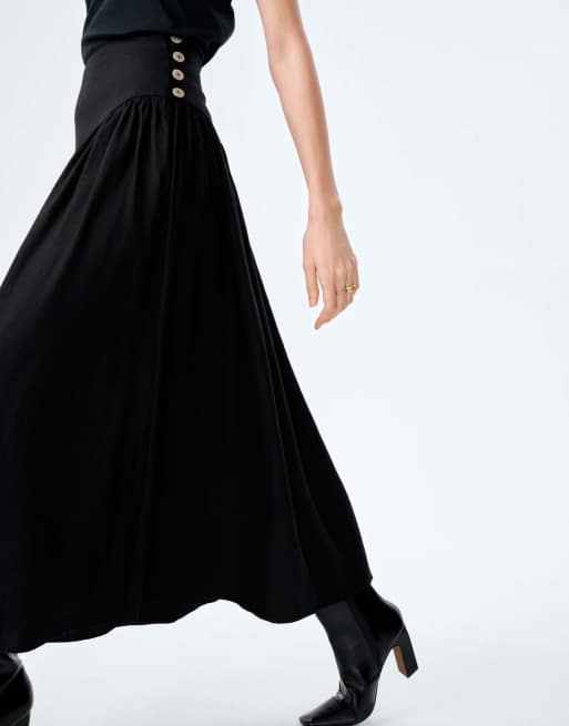 Omnes Omnes lucille midi skirt in black in black, 6 of 7