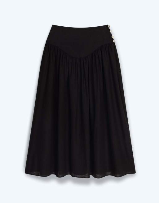 Omnes Omnes lucille midi skirt in black in black, 7 of 7